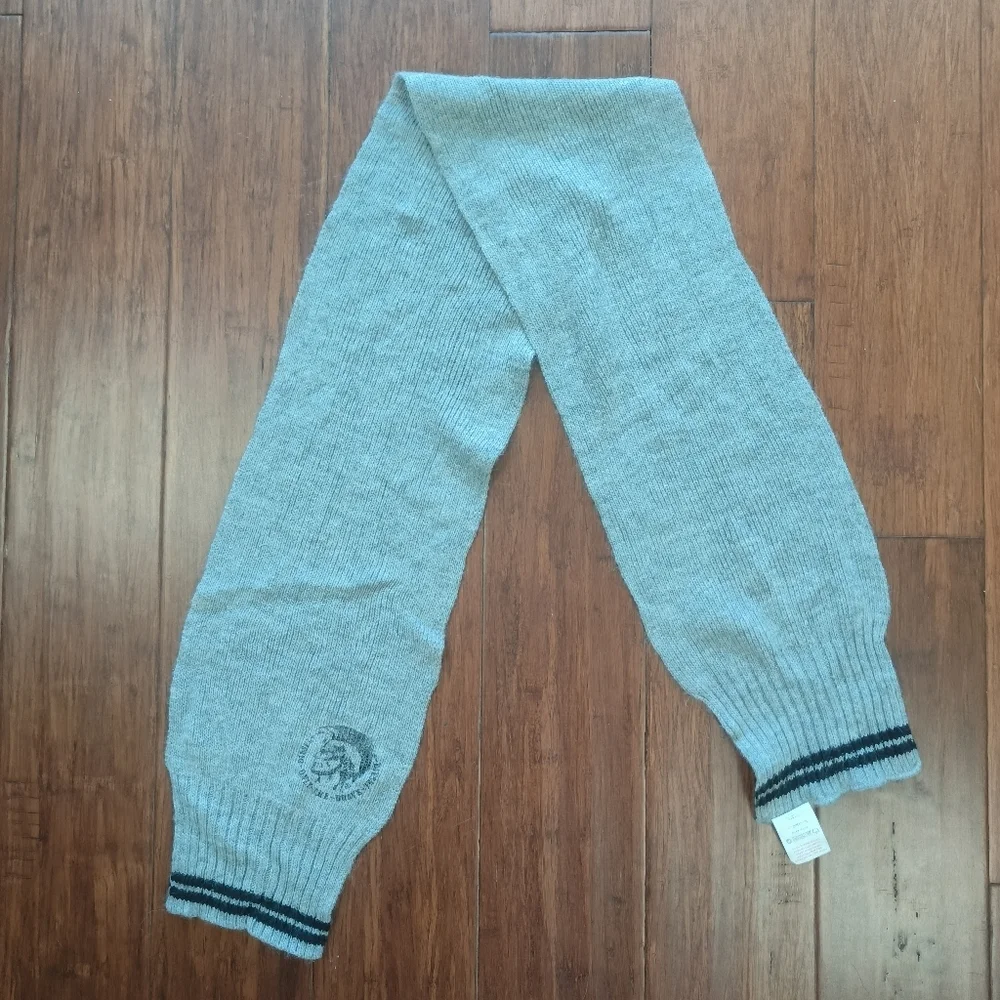 Diesel Only The Brave Gray Knit‎ Scarf Wool Blend Mohawk Logo Made in Italy